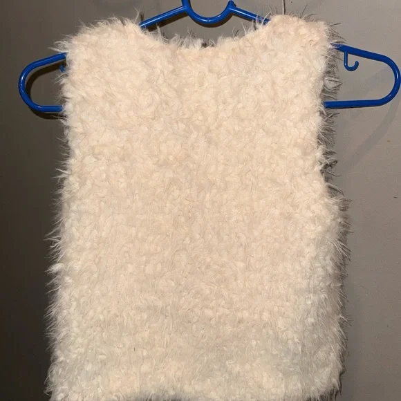 Design History Faux Fur Vest Small Cream Cozy Teddy Sleeveless Jacket Vest - Picture 3 of 6